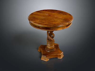 Classic Round Wooden Table With Twisted Pedestal Base And Solid Wood Top 3d model