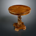 Classic Round Wooden Table With Twisted Pedestal Base And Solid Wood Top