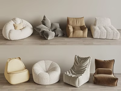 Comfortable Bean Bag Chairs In Various Styles And Colors For Modern Living Rooms 3d model