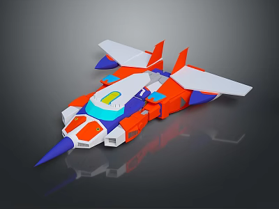 Vibrant Toy Aircraft Model Featuring Orange White Blue Colors Streamlined Shape And Pointed Wings 3d model