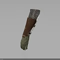 Bionic Prosthetic Arm With Metal Mesh Leather And Green Hand Design