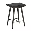 Modern Dark Bar Stool With Leather Seat And Wooden High Legs Featuring Footrest