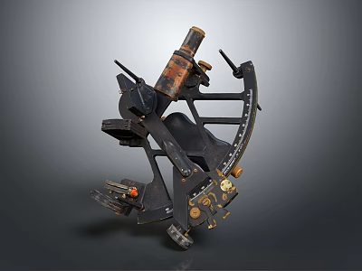 Commercial Navigational Measuring Equipment Vintage Metal Structure With Precision Scales And Telescope 3d model