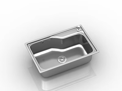 Stainless Steel Single Bowl Kitchen Sink With Rectangular Shape And Modern Drain Design 3d model