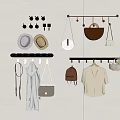 Organizing Wall Hooks With Hats Bags Coat And Small Plant For Home Decor