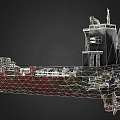 Rusted Red And White Yacht Model With Vintage Hull Deck And Upper Structure