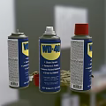 WD40 Spray Cans With Cleaning Cloth Red Cap And Small Lids 3d model