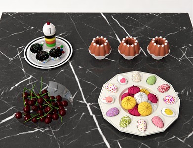 Modern Food Beverage Cake Food Fruit Cherry Snack Chocolate 3d model