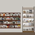 Modern Wooden Bookshelves Filled With Books And Decorative Items Against Light Wall