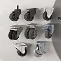 Various Types of Industrial Casters With Black and Silver Wheels and Metal Bases