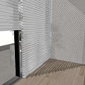 Contemporary Window Blinds Regulating Sunlight In Room With City View And Wooden Floor