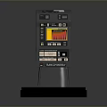 Retro Cash Register Machine With Yellow Display Screen Control Buttons And Black Base