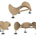 Stylish Modern Curved Wooden Outdoor Chair With Ergonomic Design And Metal Legs