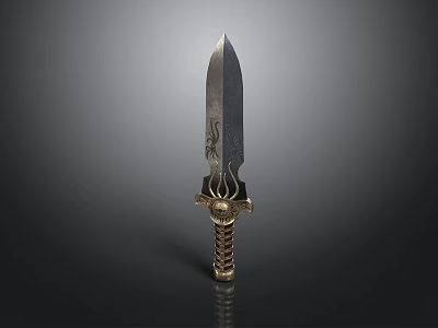 Artistic Decorative Weapon Sword Featuring Engraved Blade And Ornate Hilt Design 3d model