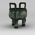 Technology Exhibition Hall Displaying Ancient Bronze Ding With Intricate Patterns And Animal Head Decorations