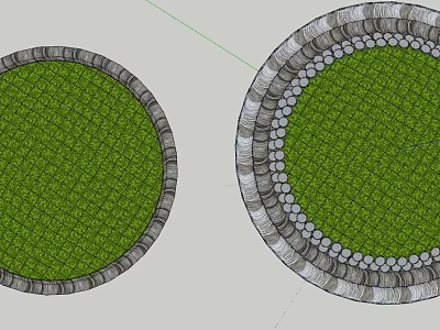 Circular Flower Pots With Green Gridded Interior And Ornate Border Details 3d model