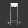 Portable Orange And White Electronic Appliance With Transparent Lid Metal Stand And Wheels