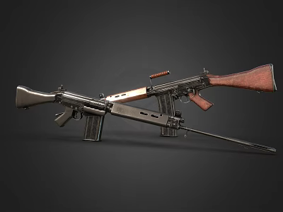 Vintage Military Rifle With Wooden Stock Metal Barrel And Detachable Magazine 3d model