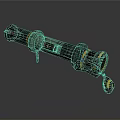Futuristic Weapon With Cylindrical Structure Yellow Black Rings And Mechanical Components 3d model