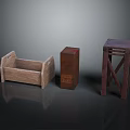 Small Wooden Furniture Collection Including Storage Box Square Container And Shelf Stand