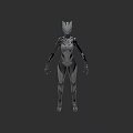 Futuristic Female Robot Character With Sleek Metallic Body And Mechanical Armor Design