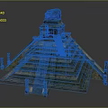 Ancient Pyramid Architecture With Stepped Design Temple Top Green Brown Stone And Side Columns