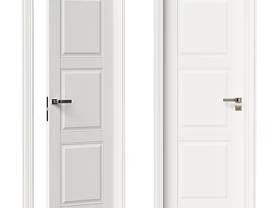 White Hinged Doors for Modern Interior Home with Sleek Design and Door Handles 3d model