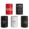 Colorful Industrial Barrels Featuring Coca Cola Jack Daniel Chanel And Tom Ford Logos