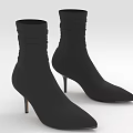 Stylish Black Ankle Boots With Stiletto Heels Pointed Toes Ruched Knit Design