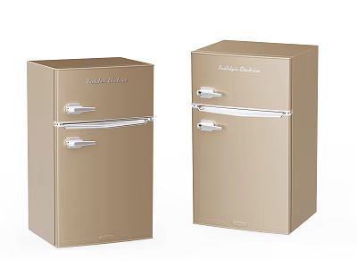 Smeg Retro Golden Refrigerators Two Different Sizes With Silver Handles Vintage Design 3d model