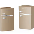 Smeg Retro Golden Refrigerators Two Different Sizes With Silver Handles Vintage Design 3d model