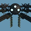 Spider Shaped Weapon with Multiple Barrels Missiles and Ammunition Chains 3D Model Design 3d model