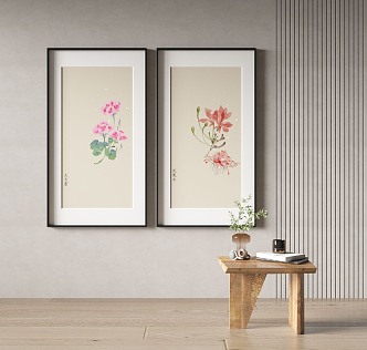 New Chinese Plant Painting Decorative Painting 3d model