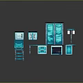 Modern Blue Medical Storage Cabinets With Transparent Doors Shelves And Drawers