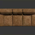 Modern Brown Three Seater Sofa With Upholstered Backrest And Comfortable Armrests