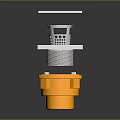 Industrial Equipment Structure With Yellow Base And Silver Metal Square Grid Top