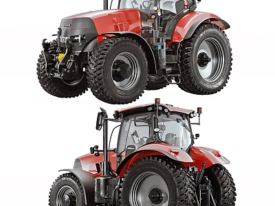 Red Agricultural Utility Tractors With Large Tires Cabin And Powerful Wheels 3d model