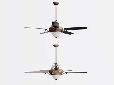 Modern Ceiling Fans With Metal Blades And Light Fixture For Home Decoration 3d model