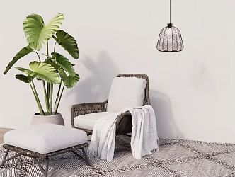 Modern Single Sofa Leisure Chair Rattan Chair 3d model