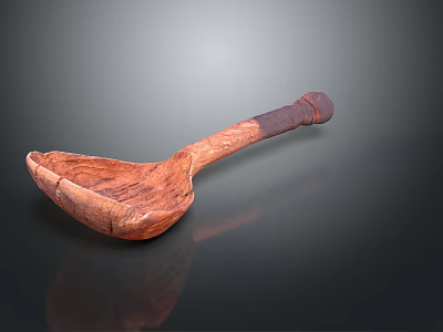 Handcrafted Wooden Tableware Set With Natural Red Wood Grain And Smooth Ergonomic Handle 3d model