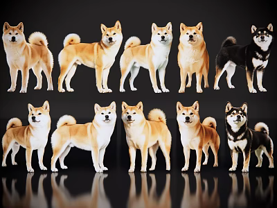 Various Colorful Reptiles In Different Postures With Black Background And Reflections 3d model