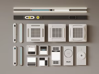 Modern Kitchen Accessories Including Ventilation Panels Control Switches And LED Light Strips 3d model