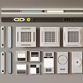 Modern Kitchen Accessories Including Ventilation Panels Control Switches And LED Light Strips 3d model