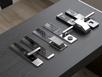 Modern Door Handles With Stylish Metal And Glass Design For Home Interior Decor 3d model