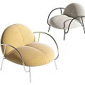 Modern Yellow and Light Gray Accent Chairs with Curved Metal Frame Upholstered Design