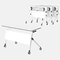 Modern Folding Conference Table With Wheels White Top And Metal Frame Design 3d model