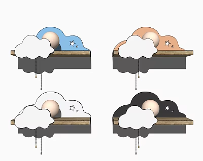 Modern wall lamp children cartoon cloud wall lamp 3d model