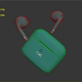 Turquoise Wireless Earbuds and Charging Case with CCAE Logo Displayed Together