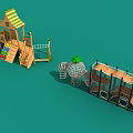 Colorful Playground Equipment With Wooden Playhouse Elephant Climbing Frame And Net Cage