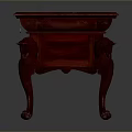 Elegant Red Conference Table With Classic Carved Legs And Decorative Drawers